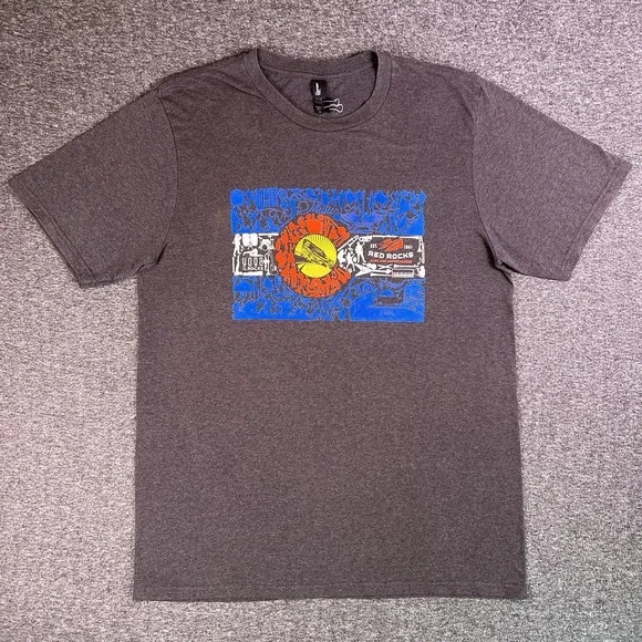 Red Rocks Ampitheater Shirts Adult Large Gray Graphic Concert Tee Colorado Parks - Picture 7 of 16